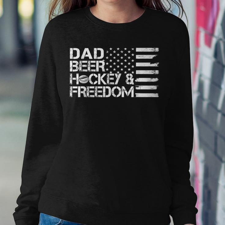 Mens Dad Beer Coach & Freedom Hockey Us Flag 4Th Of July Sweatshirt Gifts for Her