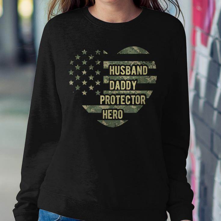 Mens Mens Husband Daddy Protector Heart Camoflage Fathers Day Sweatshirt Gifts for Her