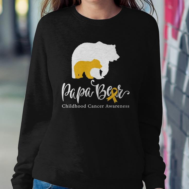 Mens Papa Bear Gold Ribbon Childhood Cancer Awareness Sweatshirt Gifts for Her