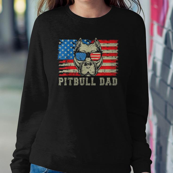 Mens Pitbull Dad American Pit Bull Dog Us Flag 4Th Of July Sweatshirt Gifts for Her