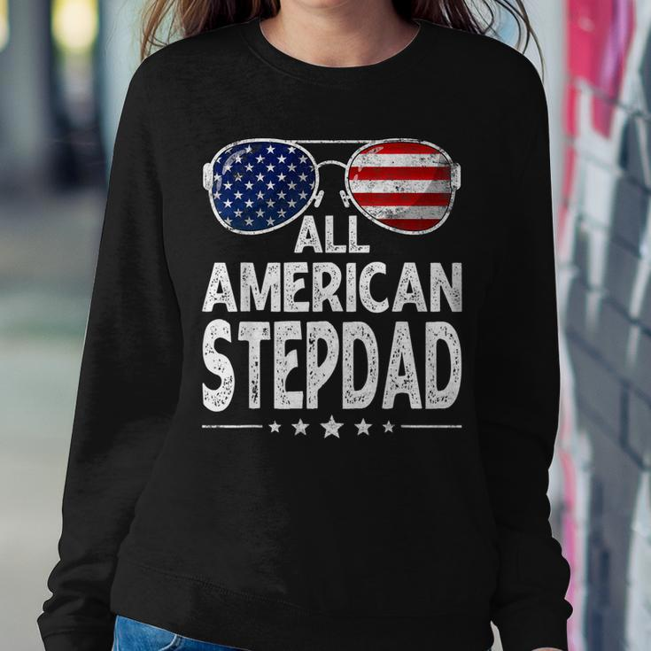 Mens Retro Fathers Day Family All American Stepdad 4Th Of July Sweatshirt Gifts for Her