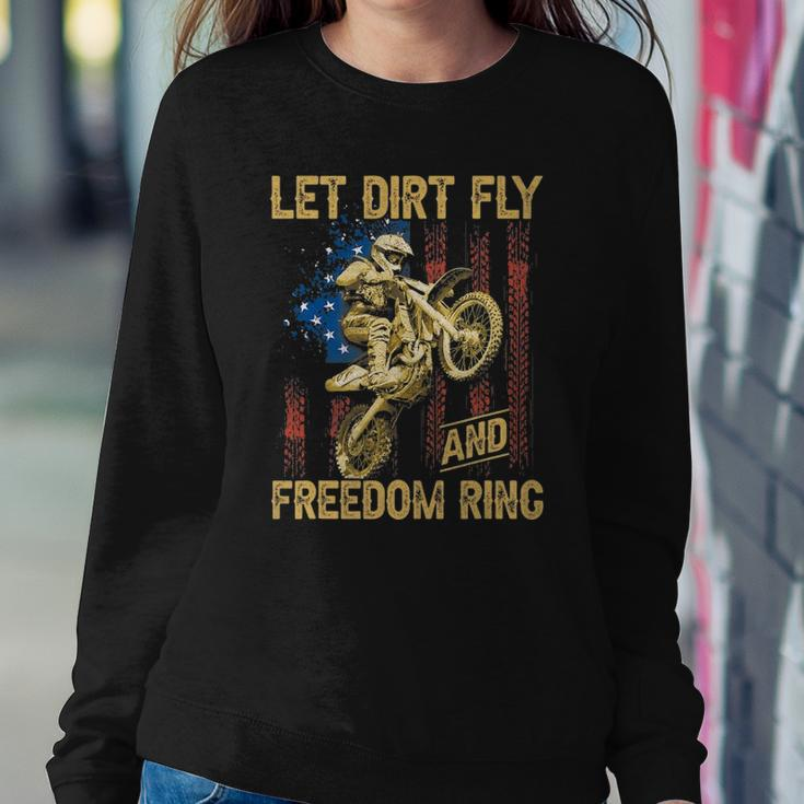 Motorcycle Let Dirt Fly And Freedom Ring Independence Day Sweatshirt Gifts for Her