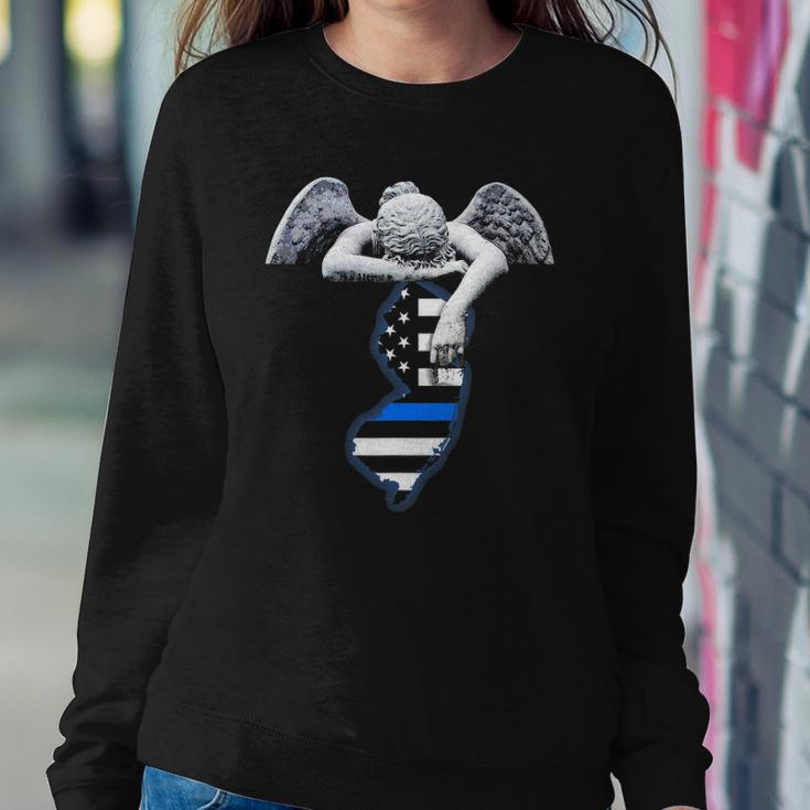 New Jersey Thin Blue Line Flag And Angel For Law Enforcement Sweatshirt Gifts for Her