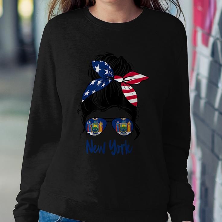 New York Girl New York Flag State Girlfriend Messy Bun Sweatshirt Gifts for Her