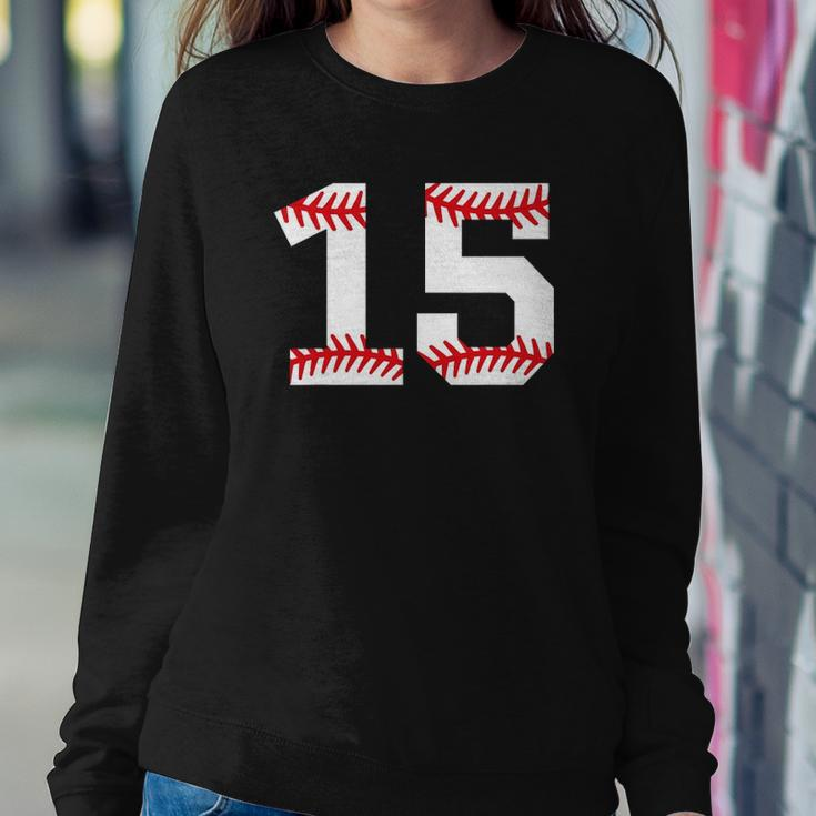 Number 15 Fifteen Baseball Lucky Favorite Jersey Number Sweatshirt Gifts for Her