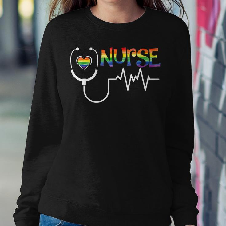 Nurse Rainbow Flag Lgbt Lgbtq Gay Lesbian Bi Pride Ally Sweatshirt Gifts for Her