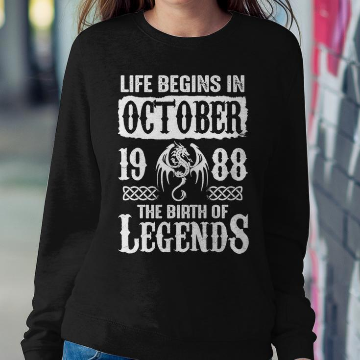 October 1988 Birthday Life Begins In October 1988 Sweatshirt Gifts for Her