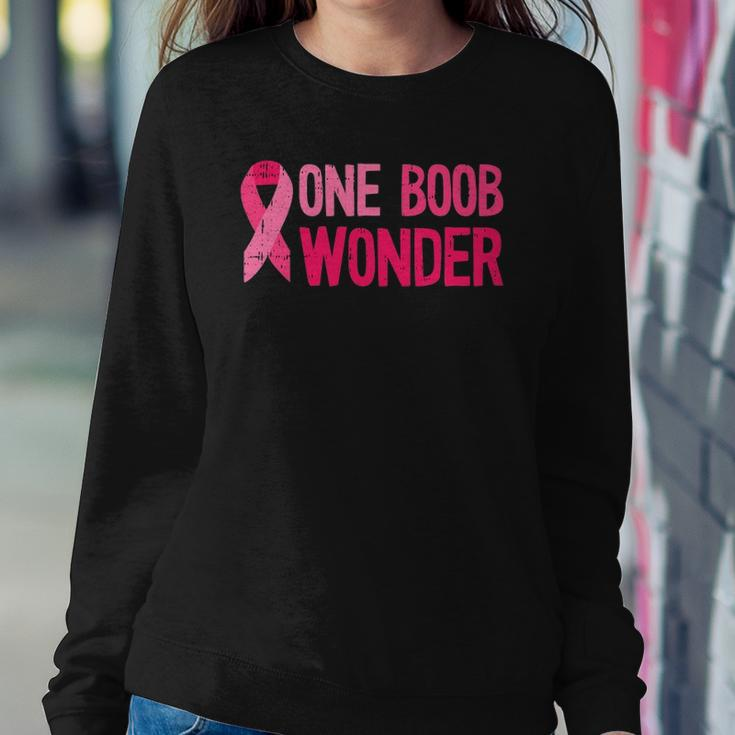 One Boob Wonder - Pink Ribbon Survivor Breast Cancer Sweatshirt Gifts for Her