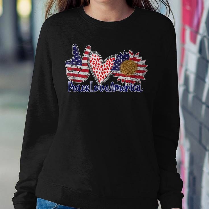 Peace Love America 4Th July Patriotic Sunflower Heart Sign V5 Sweatshirt Gifts for Her