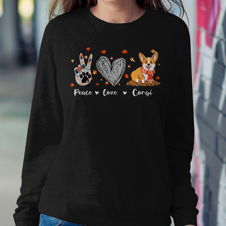 Peace Love Corgi Funny Corgi Dog Lover Pumpkin Fall Season Sweatshirt Gifts for Her