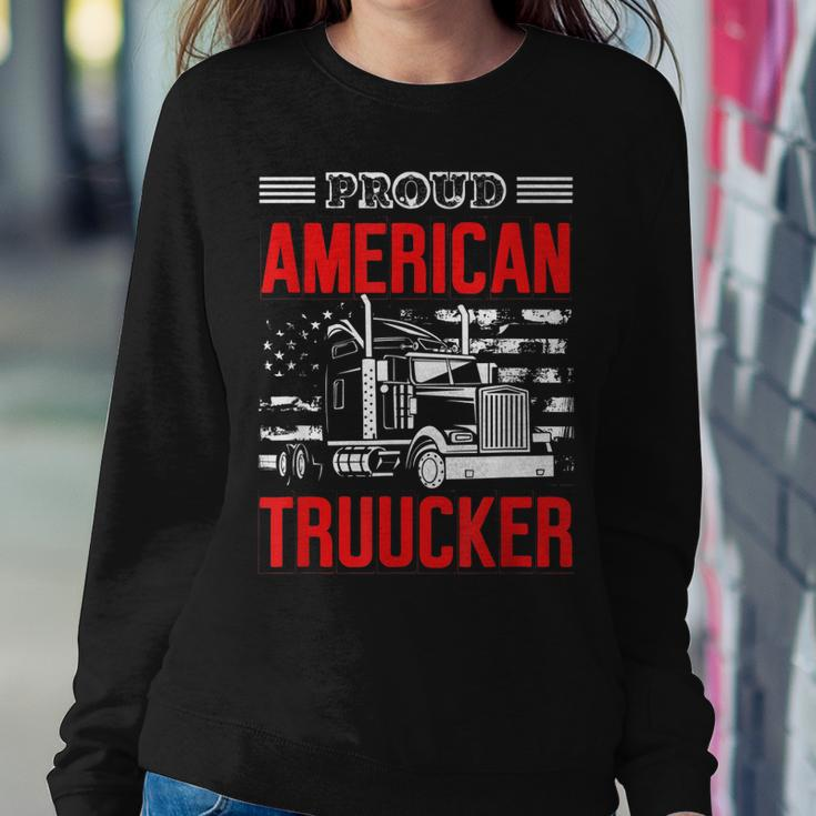 Proud American Trucker Patriotic Truck Driver Trucking Sweatshirt Gifts for Her