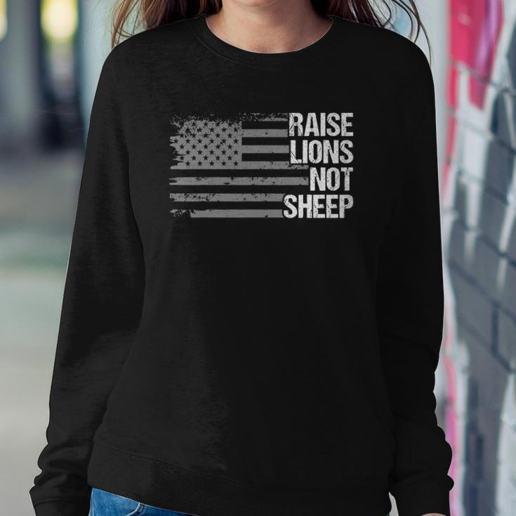 Raise Lions American Flag Not Sheep Patriotic Lion Men Women Sweatshirt Gifts for Her