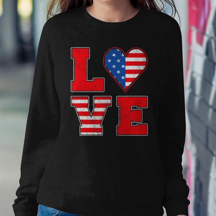 Red White And Blue S For Women Girl Love American Flag Sweatshirt Gifts for Her