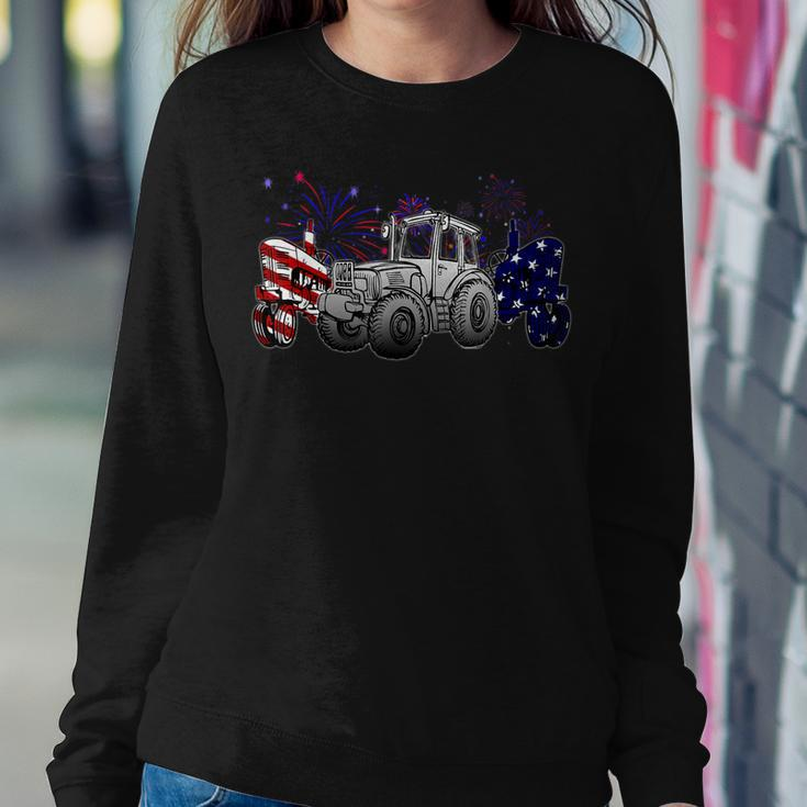 Red White Blue Tractor Usa Flag 4Th Of July Patriot Farmer Sweatshirt Gifts for Her