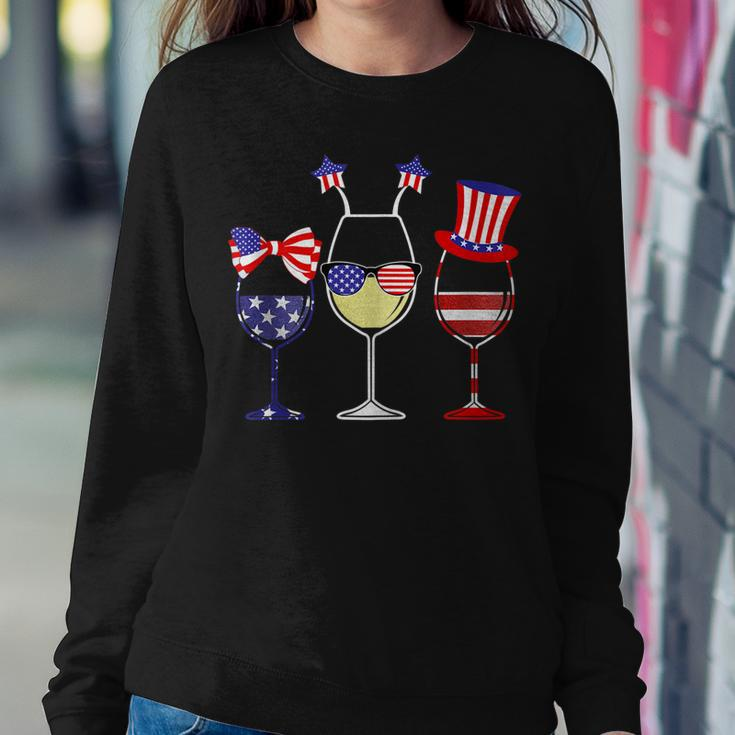 Red Wine And Blue 4Th Of July Red White Blue Wine Glasses Sweatshirt Gifts for Her