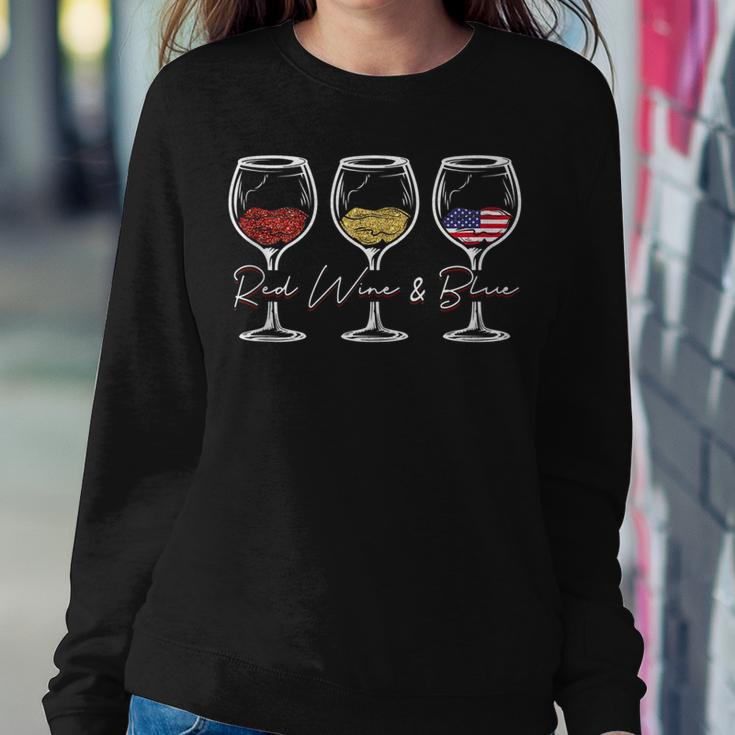 Red Wine & Blue 4Th Of July Wine Red White Blue Merica Usa Sweatshirt Gifts for Her