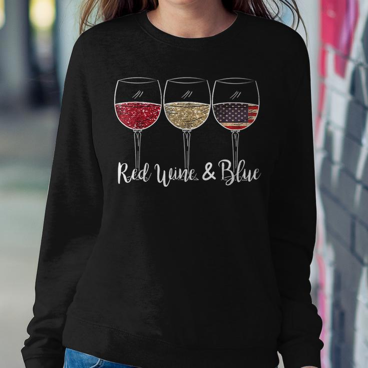 Red Wine & Blue 4Th Of July Wine Red White Blue Wine Glasses Sweatshirt Gifts for Her