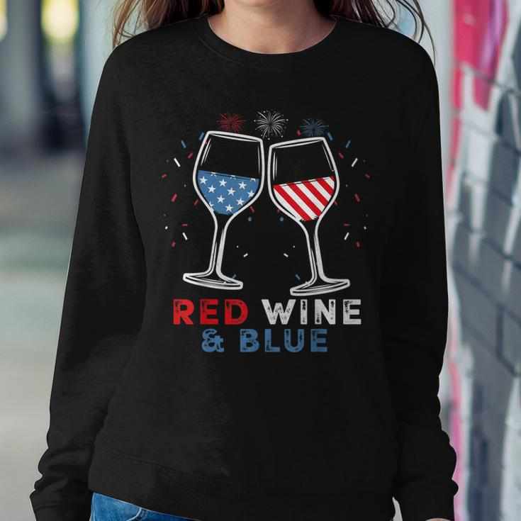 Red Wine And Blue Funny 4Th Of July Wine Lover Patriotic Sweatshirt Gifts for Her