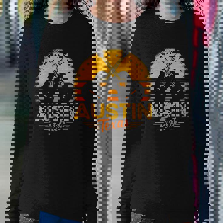 Retro Austin Texas Guitar Texas Sweatshirt Gifts for Her