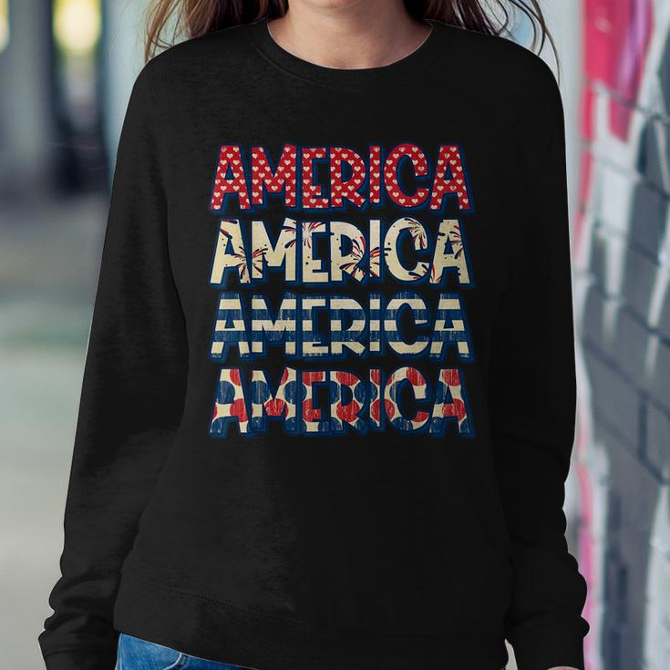 Retro Vintage America Red Blue And White 4Th July Patriotic Sweatshirt Gifts for Her