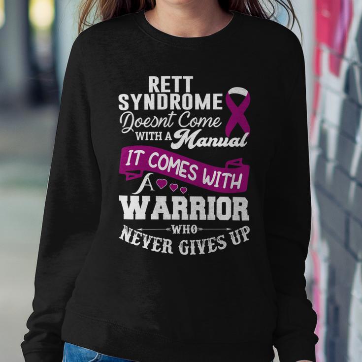 Rett Syndrome Doesnt Come With A Manual It Comes With A Warrior Who Never Gives Up Purple Ribbon Rett Syndrome Rett Syndrome Awareness Sweatshirt Gifts for Her