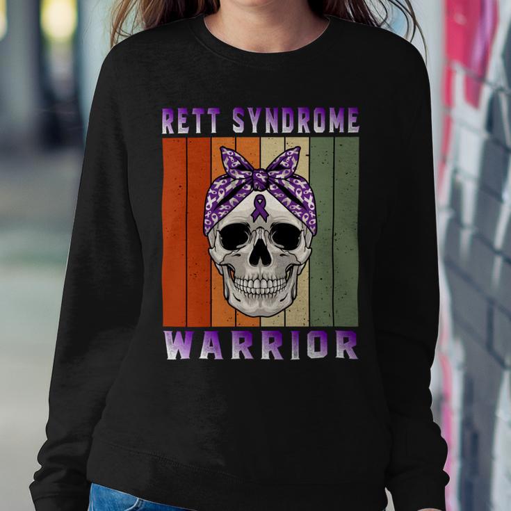 Rett Syndrome Warrior Skull Women Vintage Purple Ribbon Rett Syndrome Rett Syndrome Awareness Sweatshirt Gifts for Her