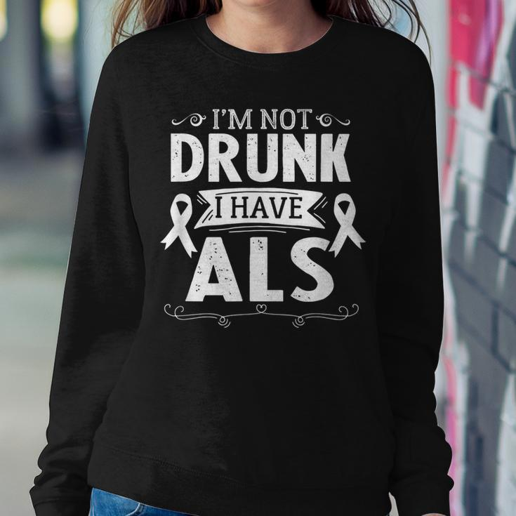 Ribbon Blue Fighting Als Awareness Month Support Als Warrior V2 Sweatshirt Gifts for Her