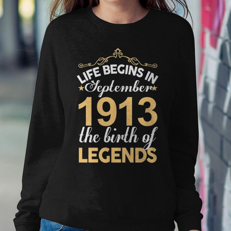 September 1913 Birthday Life Begins In September 1913 V2 Sweatshirt Gifts for Her