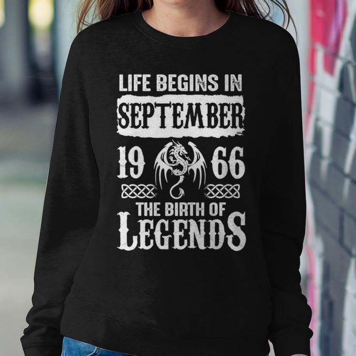 September 1966 Birthday Life Begins In September 1966 Sweatshirt Gifts for Her