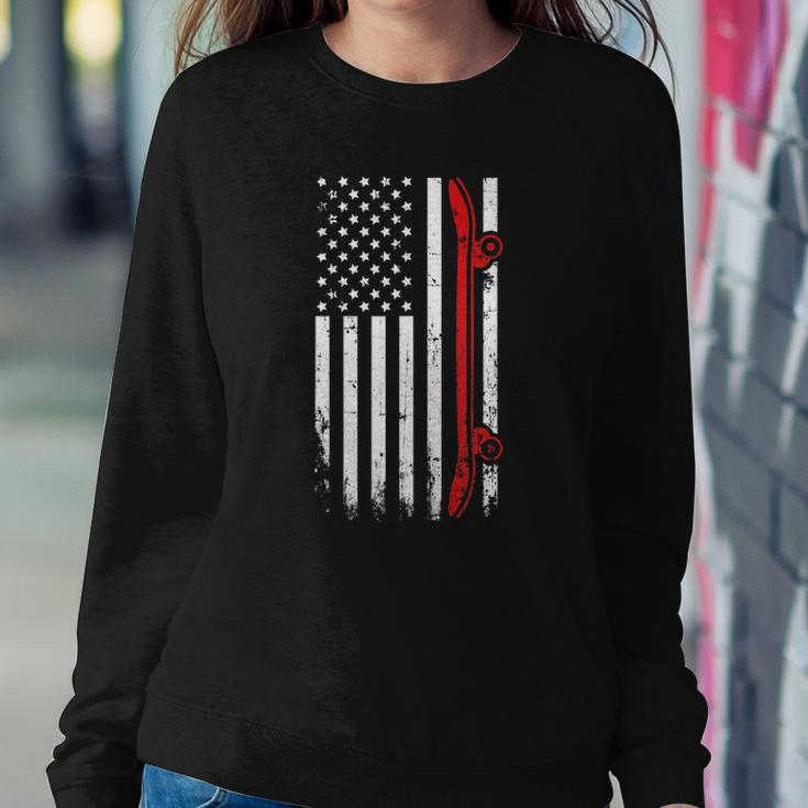 Skateboarding American Flag - July 4Th Skateboard Sweatshirt Gifts for Her