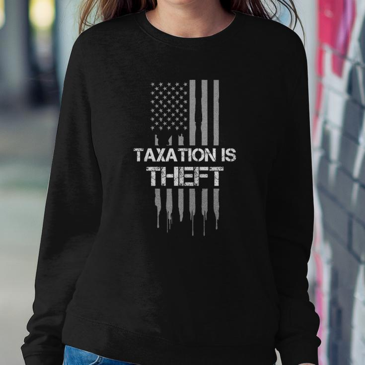 Taxation Is Theft American Flag 4Th Of July Gift Sweatshirt Gifts for Her