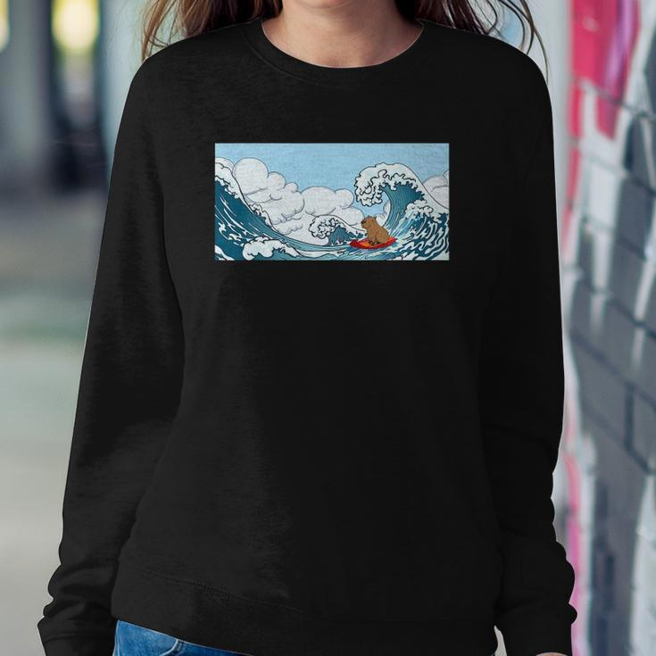 The Capybara On Great Wave Sweatshirt Gifts for Her