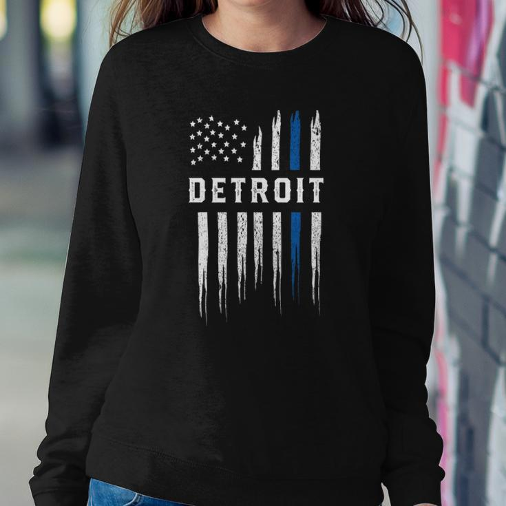 Thin Blue Line Heart Detroit Police Officer Michigan Cops Sweatshirt Gifts for Her