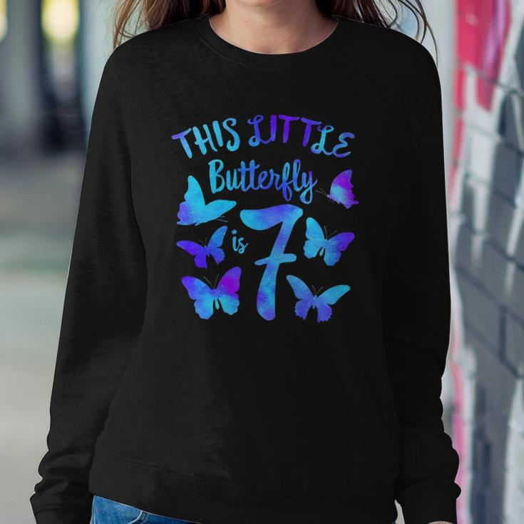 This Little Butterfly Is 7 7Th Birthday Party Toddler Girl Sweatshirt Gifts for Her
