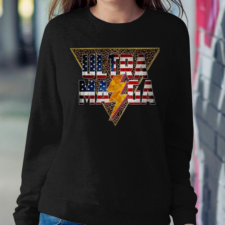 Ultra Maga Distressed Lightning Leopard Proud Ultramaga Gift Sweatshirt Gifts for Her