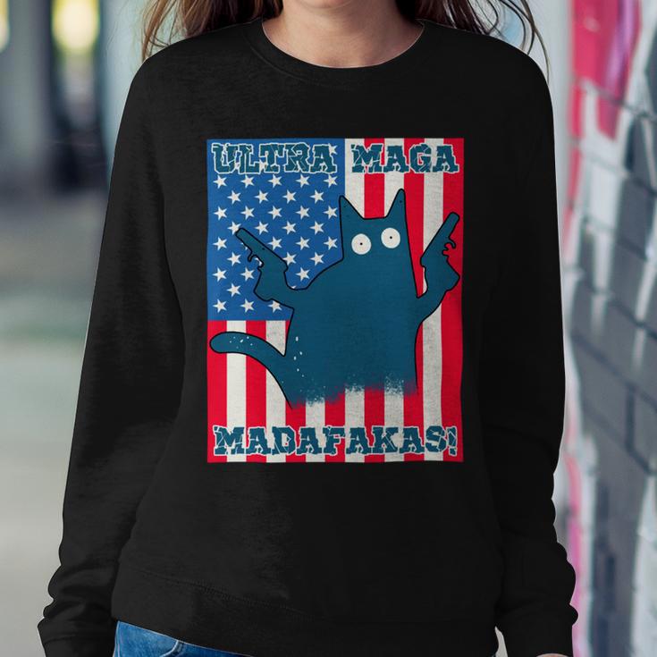 Ultra Maga Madafakas Cat American Flag Sweatshirt Gifts for Her