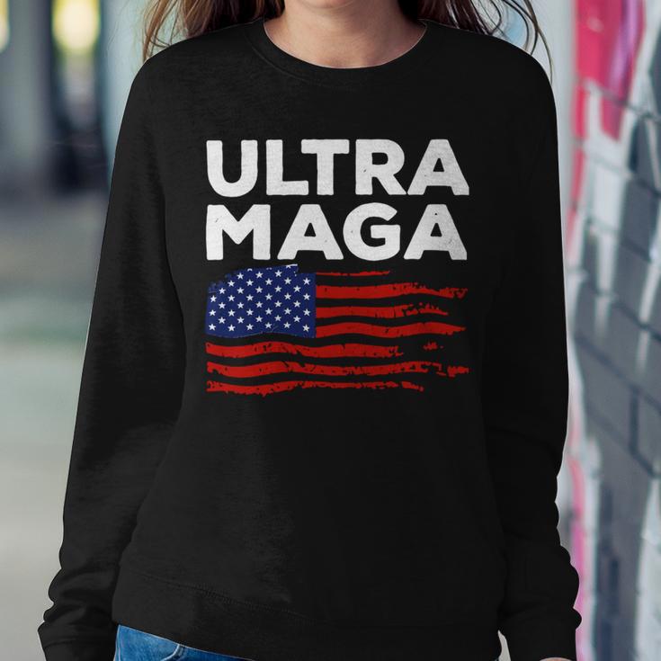 Ultra Maga Proud American Distressed Flag Patriotic Gift Sweatshirt Gifts for Her