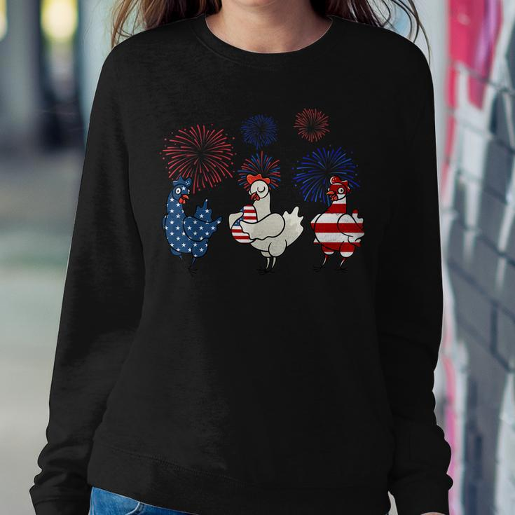 Usa Flag Chicken Fireworks Patriotic 4Th Of July Sweatshirt Gifts for Her