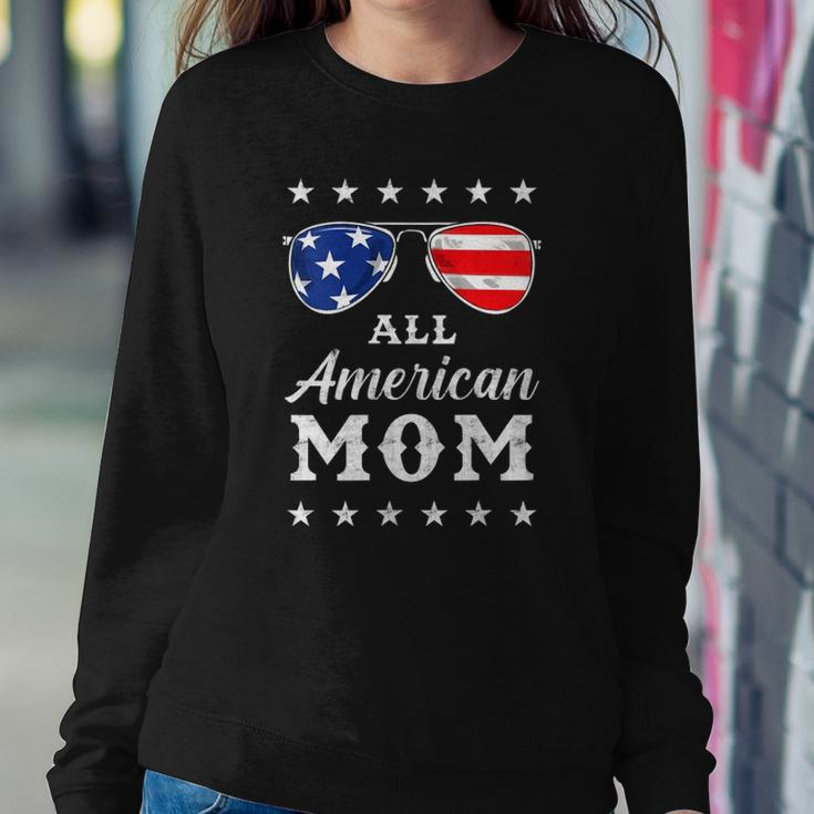 Womens All American Mom Us Flag Sunglasses 4Th Of July Sweatshirt Gifts for Her