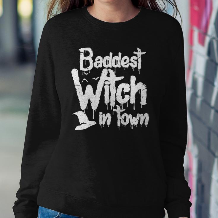 Womens Baddest Witch In Town Funny Halloween Witches Sweatshirt Gifts for Her