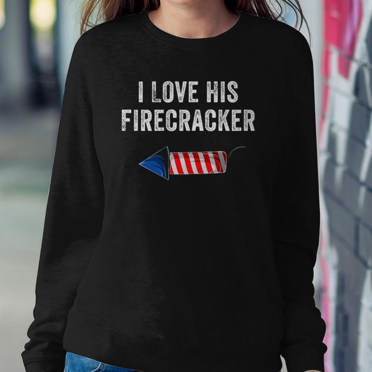 Womens I Love His Firecracker Matching Couple 4Th Of July Wife Gf Sweatshirt Gifts for Her
