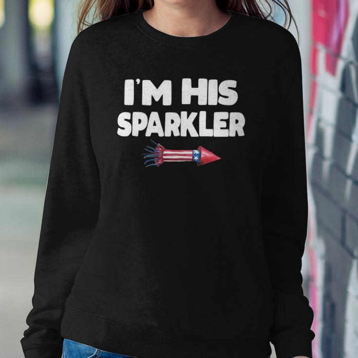 Womens Im His Sparkler Fireworks Couple Matching 4Th Of July Gift Sweatshirt Gifts for Her
