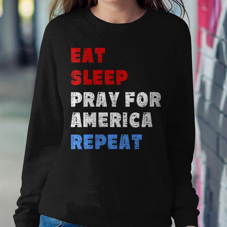 Womens Pray For America Patriotic Christian Saying 4Th Of July Meme Sweatshirt Gifts for Her