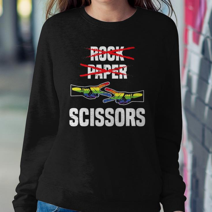 Womens Rock Paper Scissors Funny Lgbt Pride Parade Lesbian Sweatshirt Gifts for Her