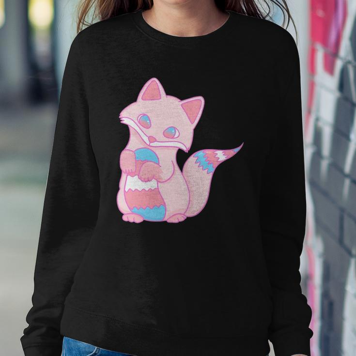 Womens Trans Pride Kawaii Fox Transgender Sweatshirt Gifts for Her