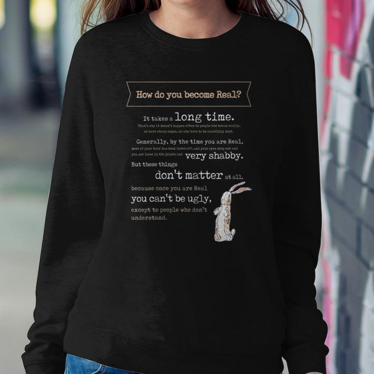 Womens Velveteen Rabbit Book Quote 1922 Becoming Real Skin Horse Sweatshirt Gifts for Her