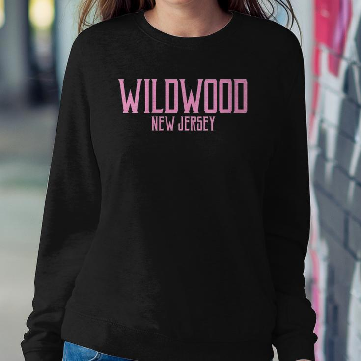 Womens Wildwood New Jersey Nj Vintage Text Pink Print Sweatshirt Gifts for Her