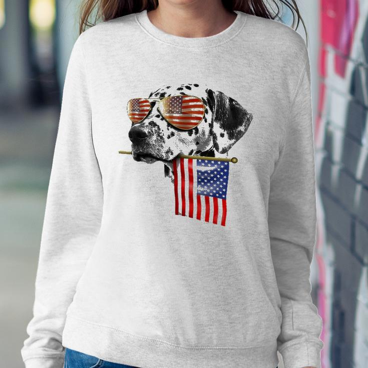 4Th Of July Fun American Flag Dalmatian Dog Lover Gift Sweatshirt Gifts for Her