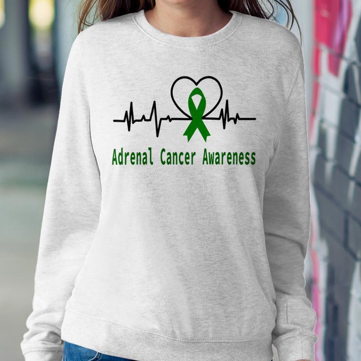 Adrenal Cancer Awareness Heartbeat Green Ribbon Adrenal Cancer Adrenal Cancer Awareness Sweatshirt Gifts for Her