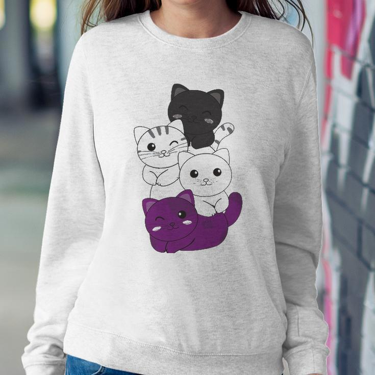 Asexual Flag Pride Lgbtq Cats Asexual Cat Sweatshirt Gifts for Her